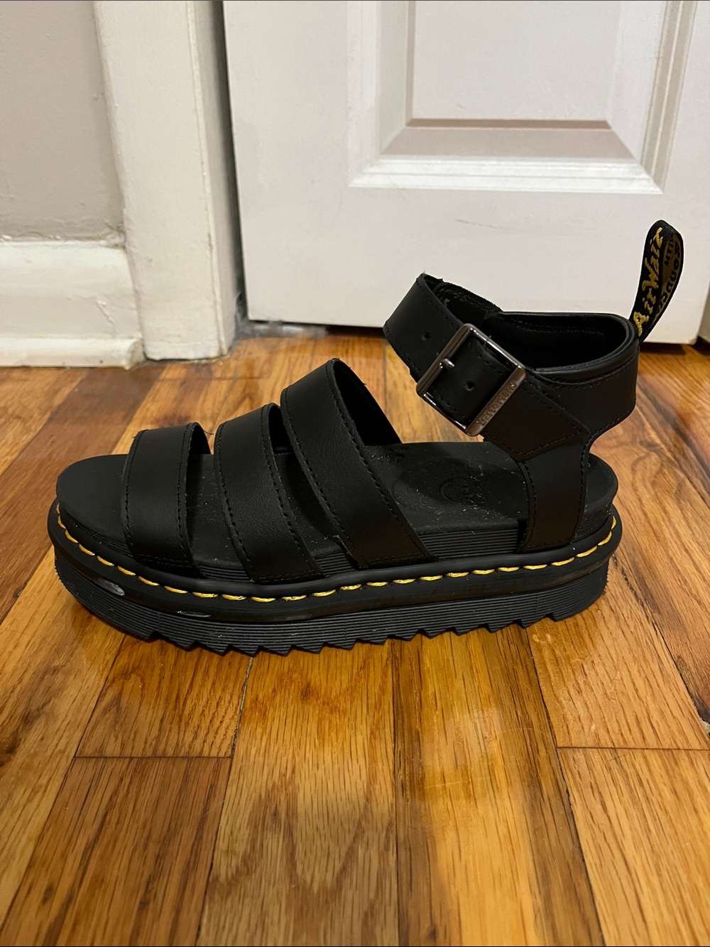 Dr. Martens Black Leather Blaire Platform Sandal